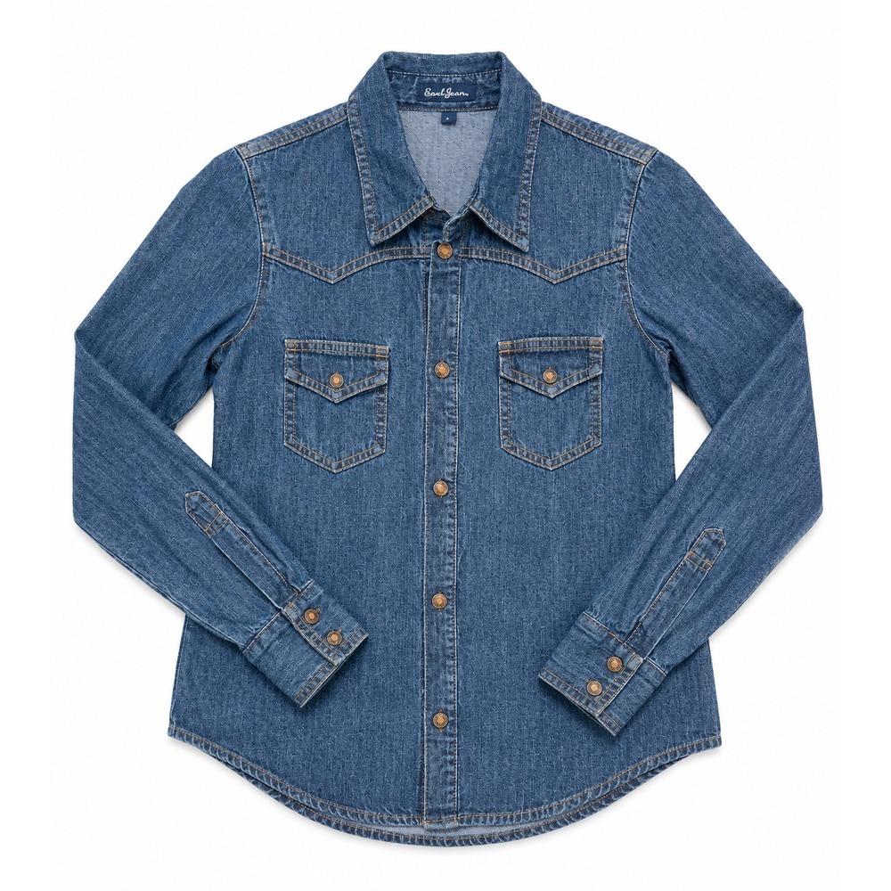 Earl Jean‎ Women's Western Denim Button-Up Shirt Blue Size P (XS)